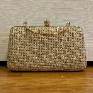 Chic Gold Woven Clutch